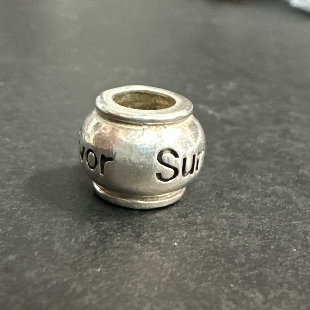 SURVIVOR Sterling Silver Charm Spacer for Necklace or Bracelet #19 - Picture 4 of 7